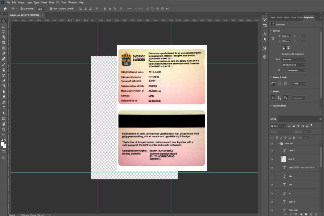 Carte de séjour permanent en SUÈDE template